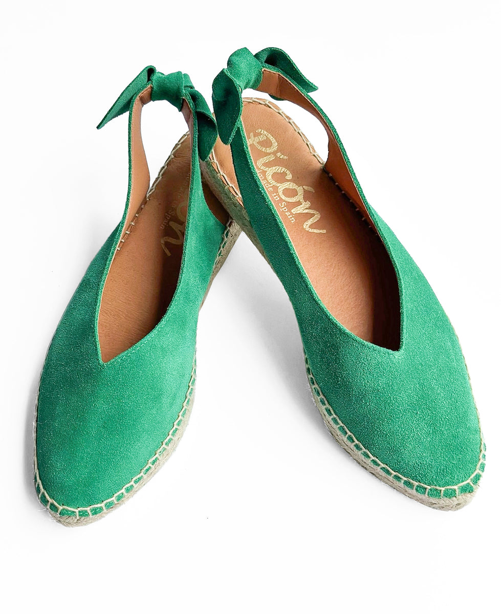 Valencia Bow Trim Espadrilles / emerald
