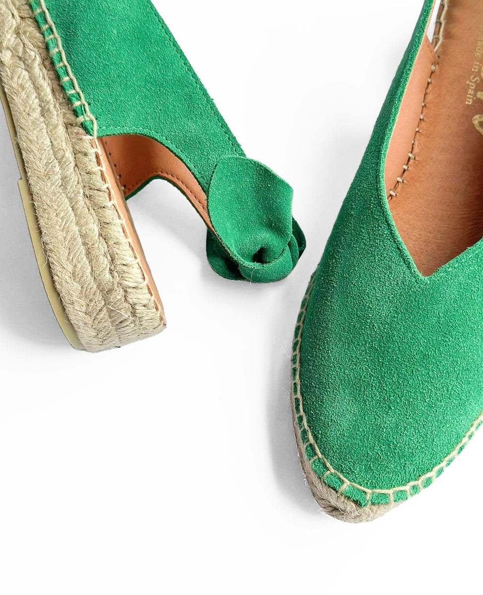 Valencia Bow Trim Espadrilles / emerald
