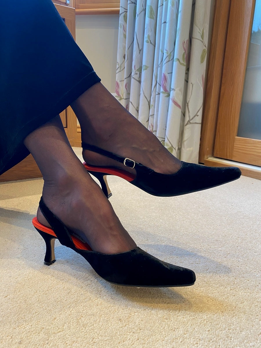 Black Velvet Slingback Shoes