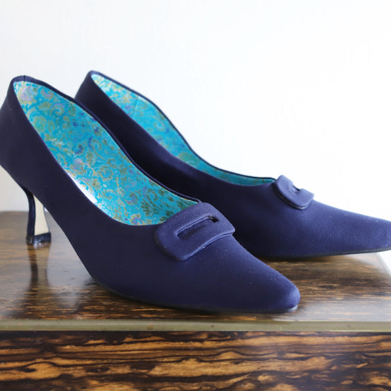 French Navy Buckle Court Shoes
