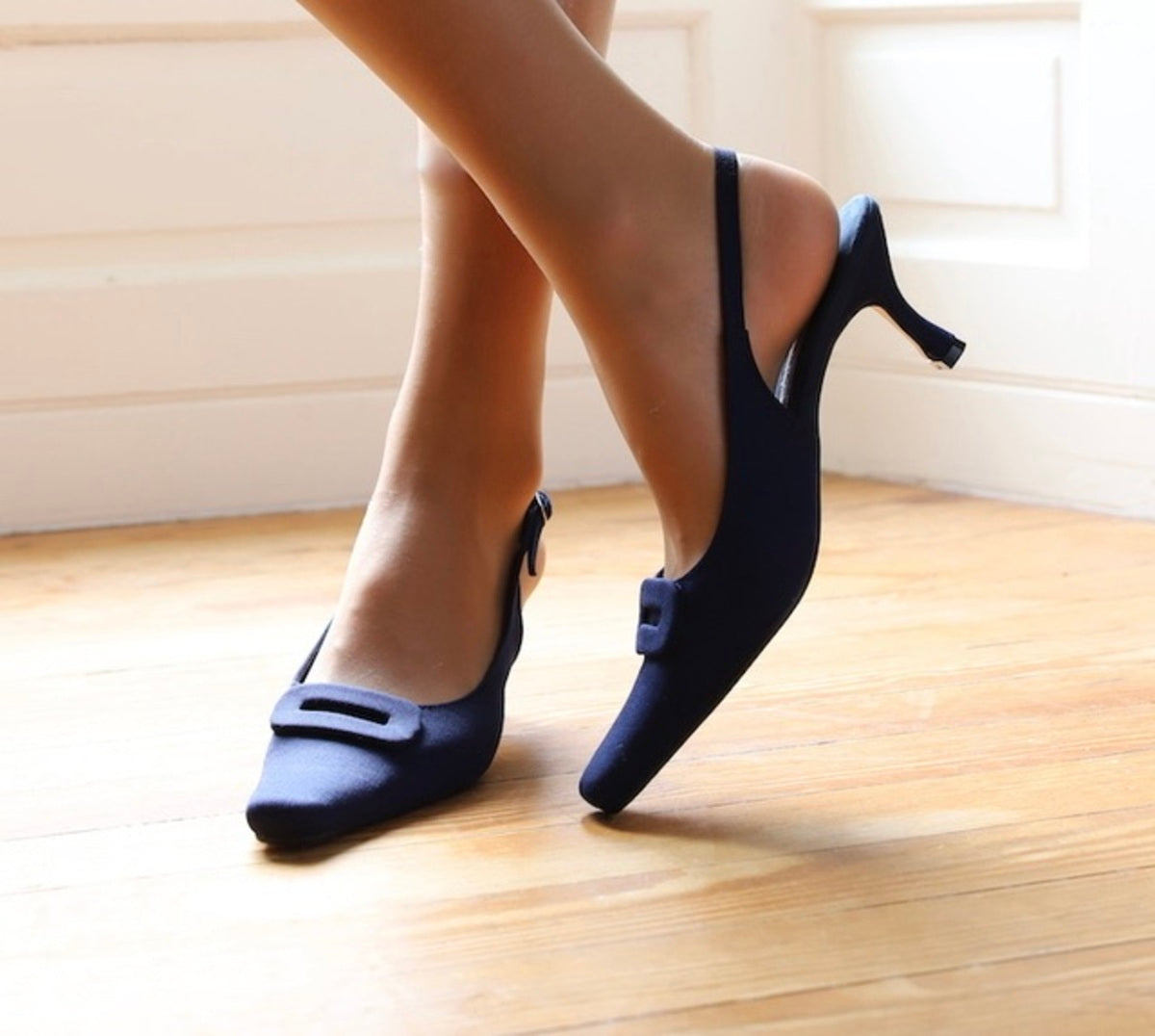 Nicole French Navy Slingbacks