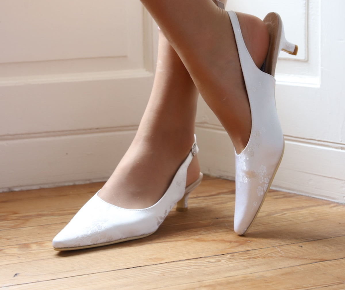 White Wedding Kitten Heels