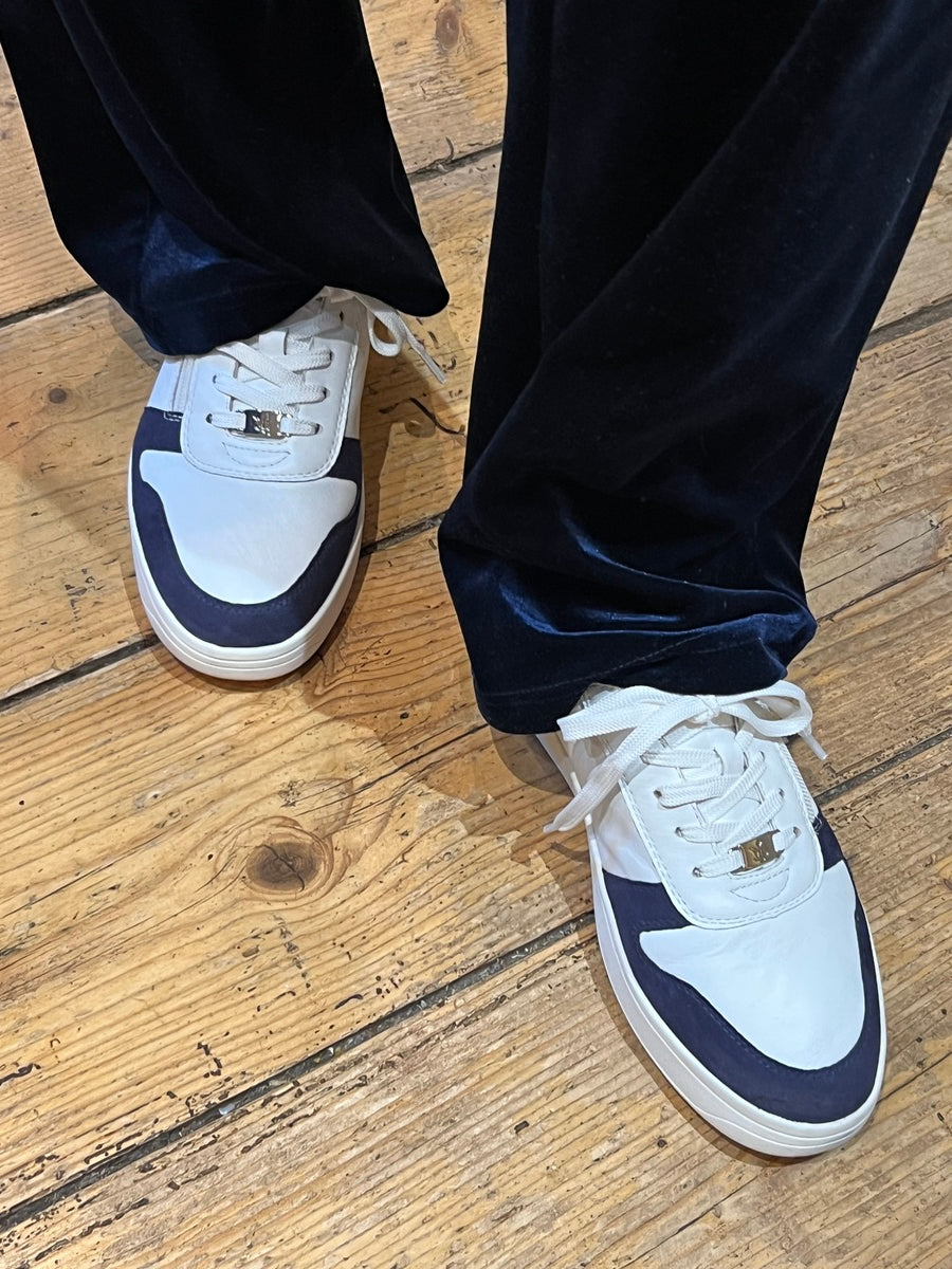Navy & White Leather Sneakers