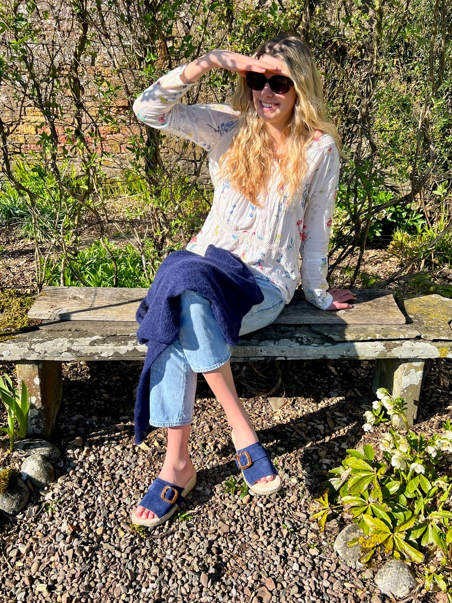 Palma Buckled Slides / Navy