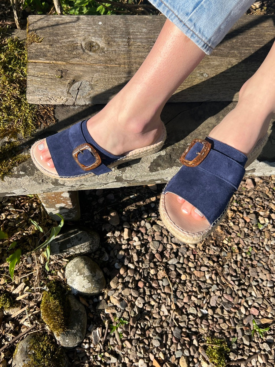 Palma Buckled Slides / Navy