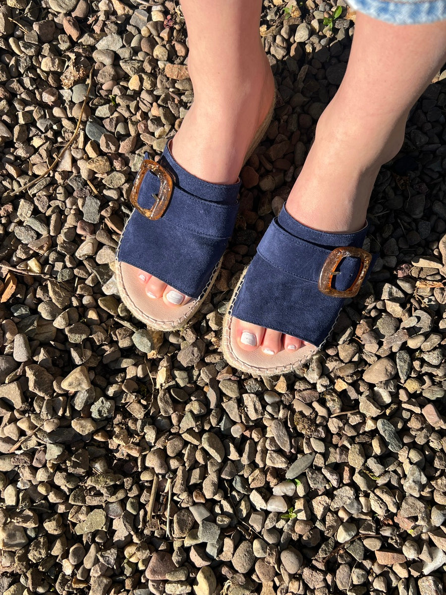 Palma Buckled Slides / Navy