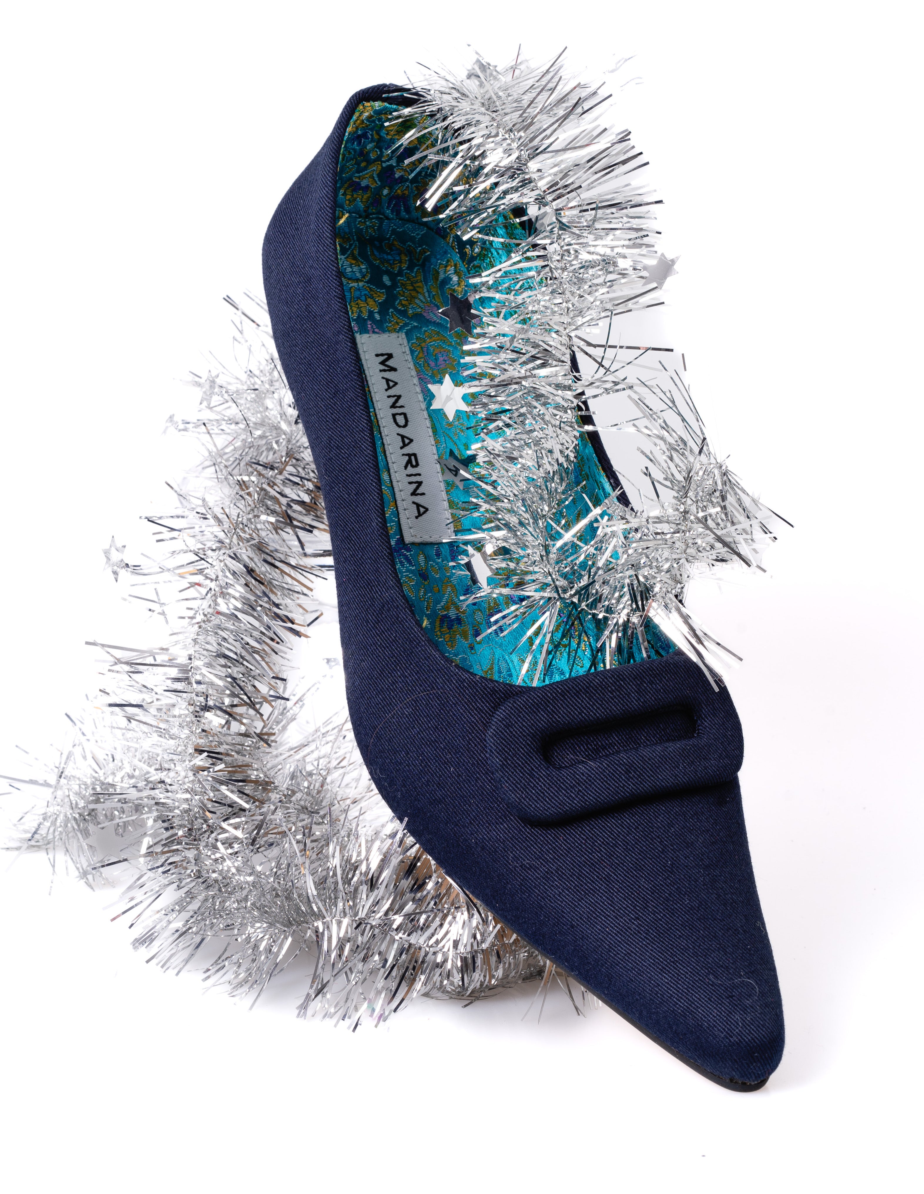 French Navy Buckle Court Shoes