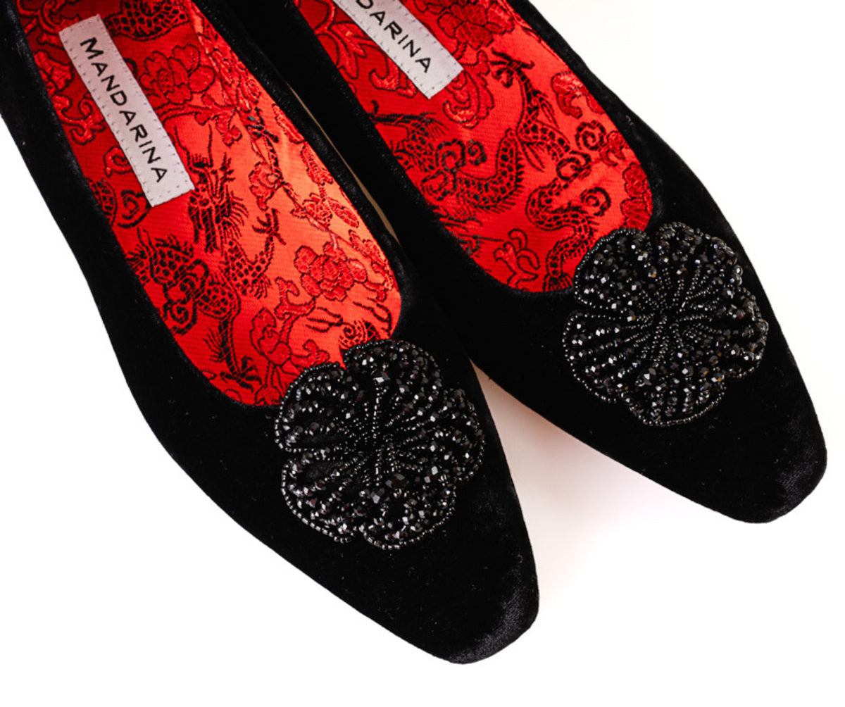 Black Beaded Flowers