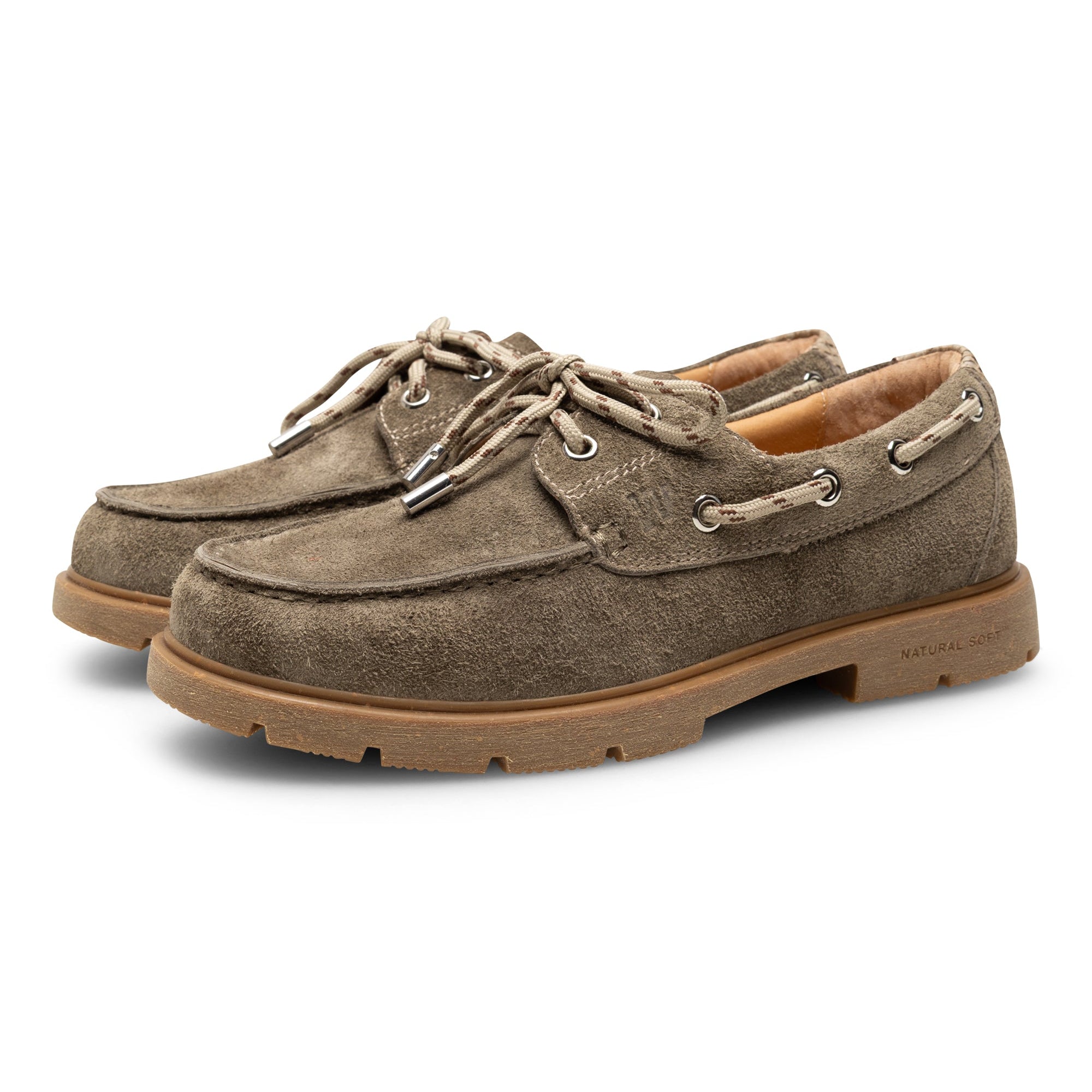 taupe suede women's boat shoes
