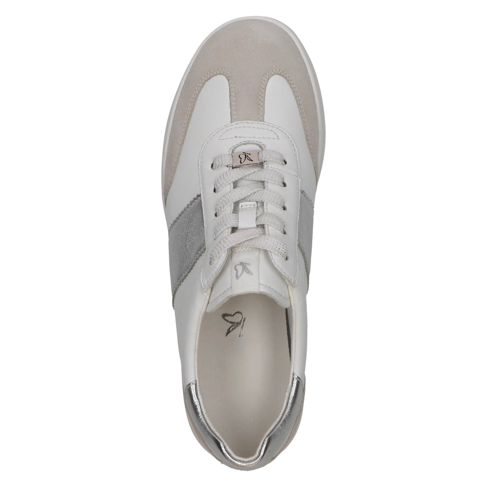 White sneaker with gray accents on a white background