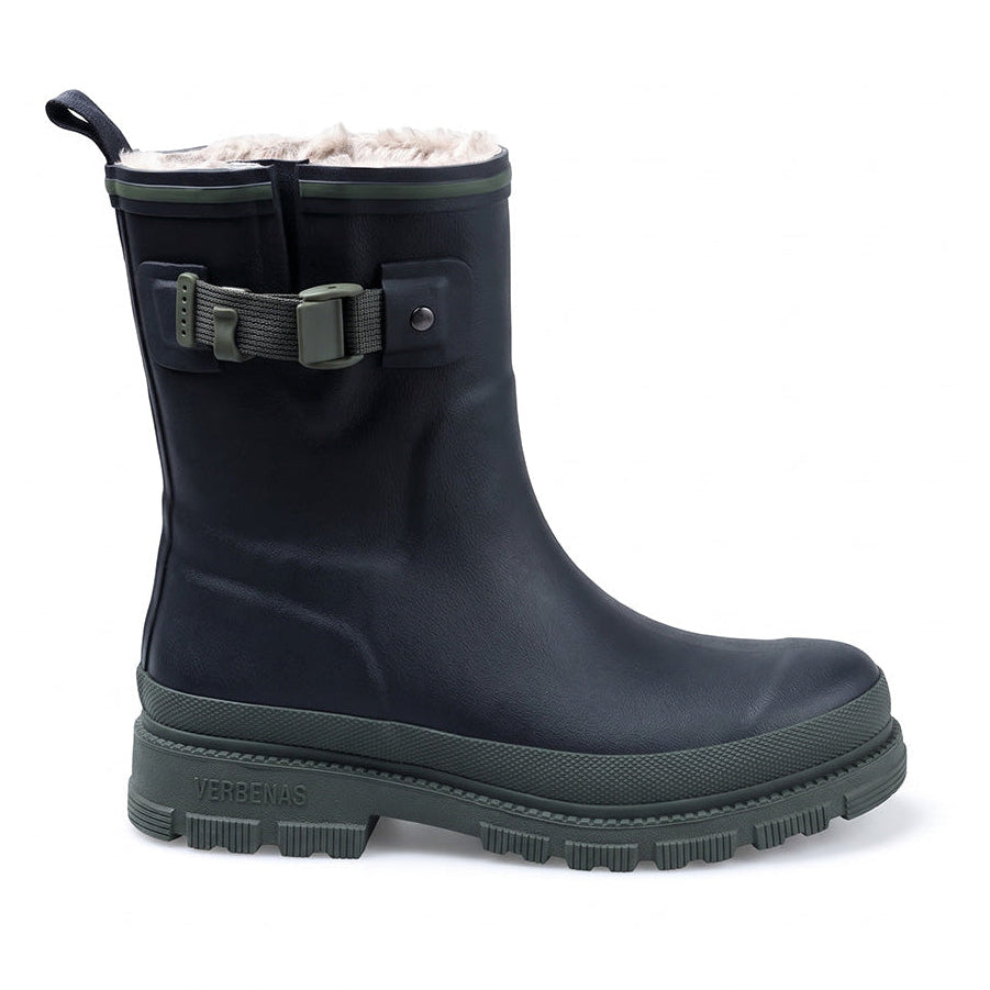 Black Fur Lined Short Welly Boots