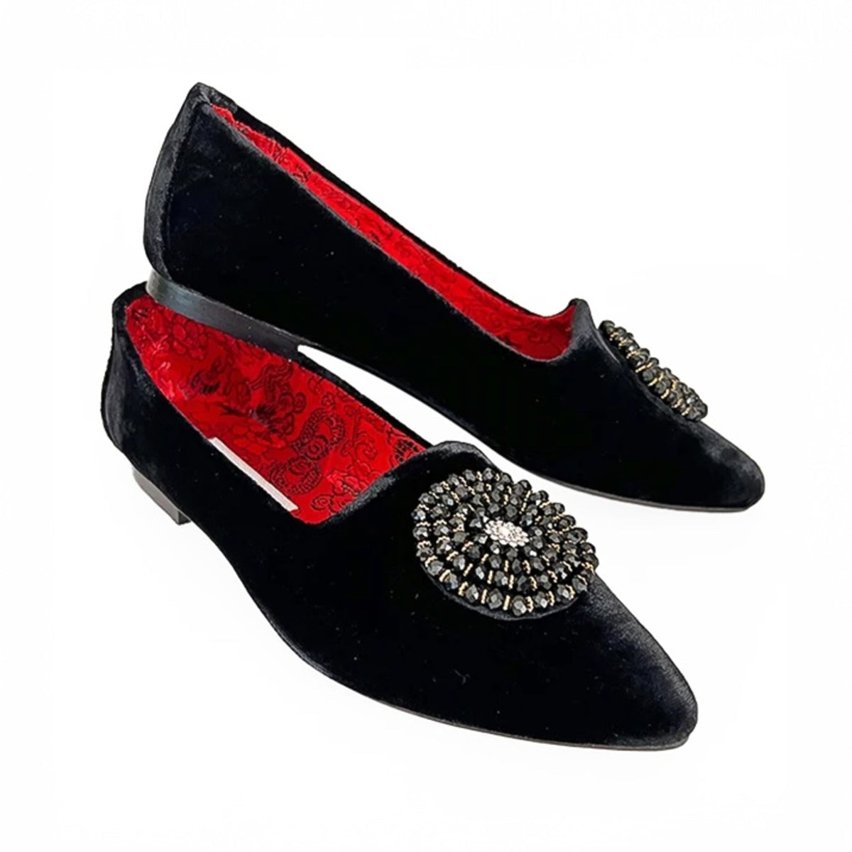 Brooksies Black Velvet Flats 