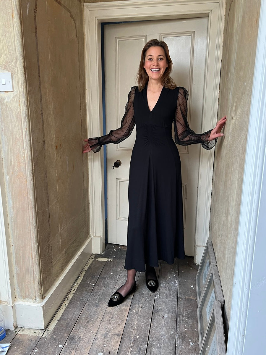 Brooksies Black Velvet Flats 