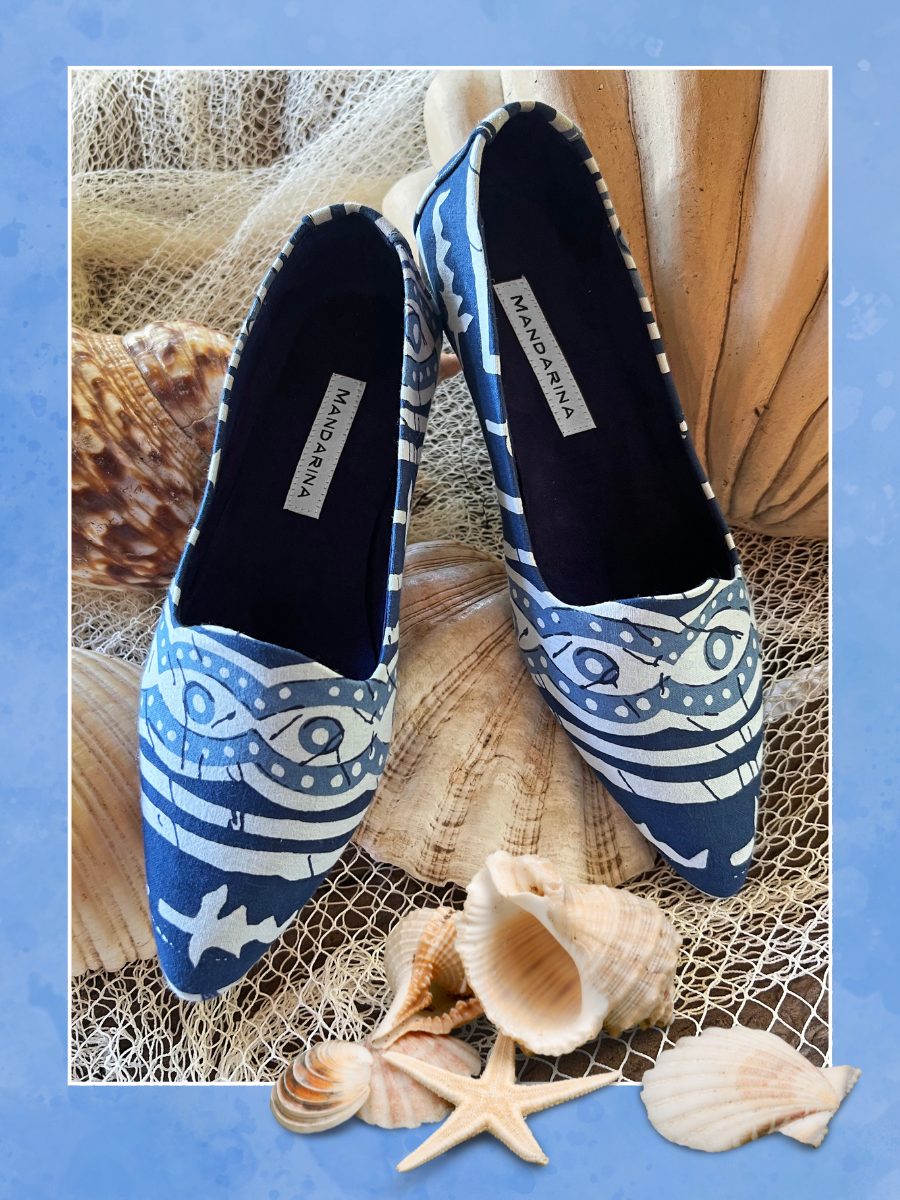 Indigo Batik Print Flats | Flats Mandarina Shoes