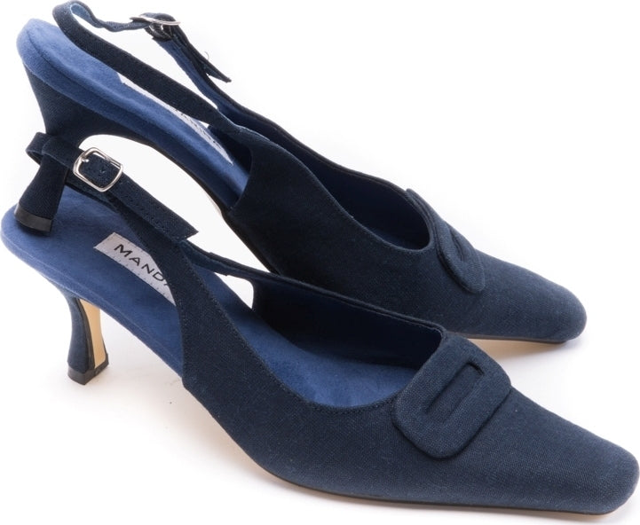 Nicole French Navy Slingbacks