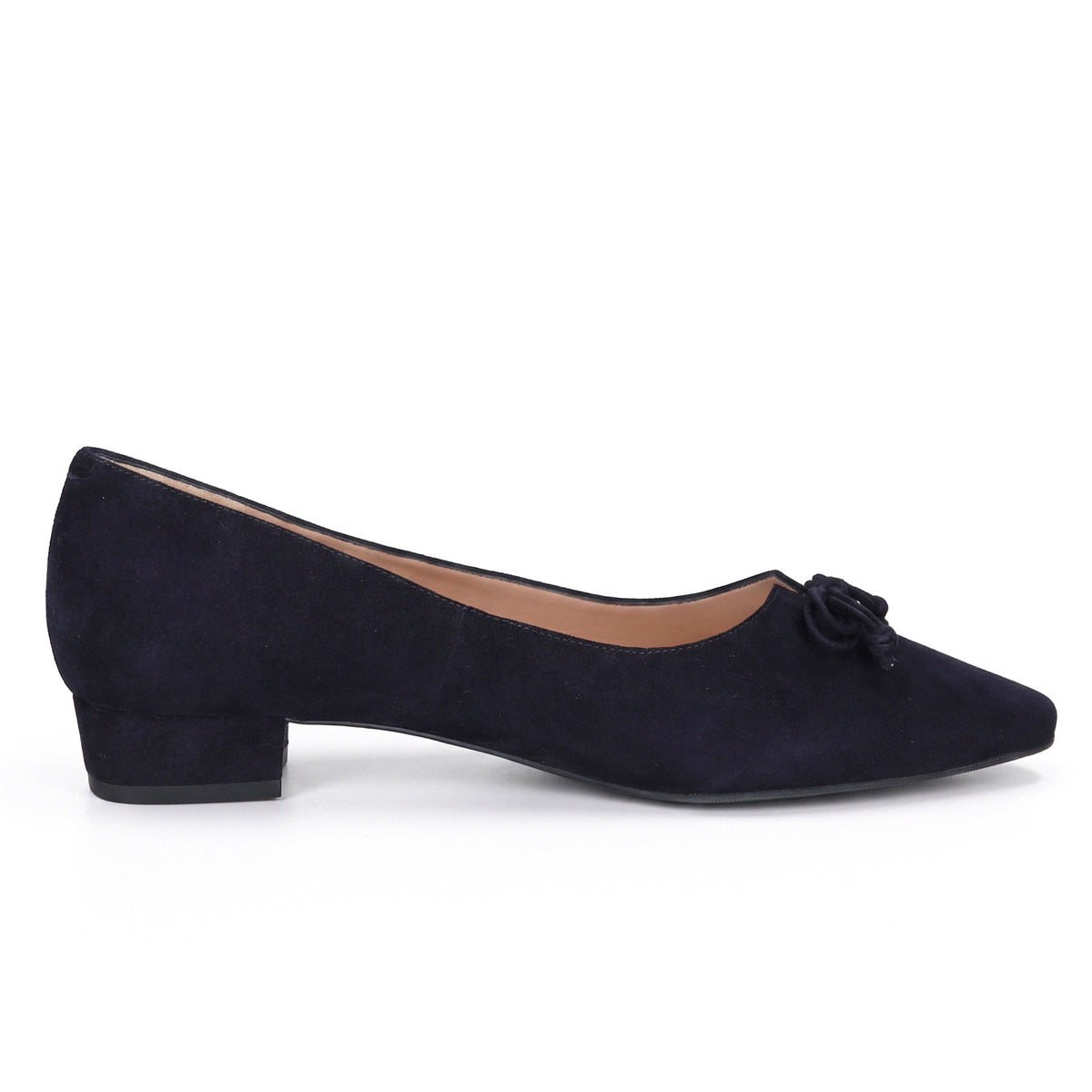 Bow Trim Low Heeled Navy Court