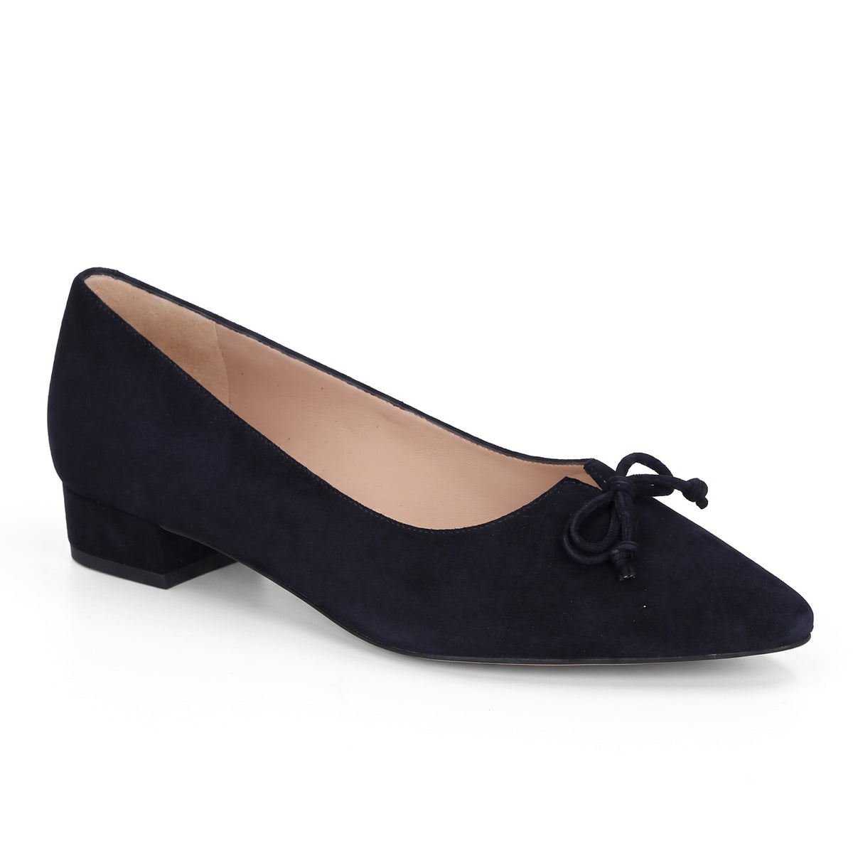 Bow Trim Low Heeled Navy Court