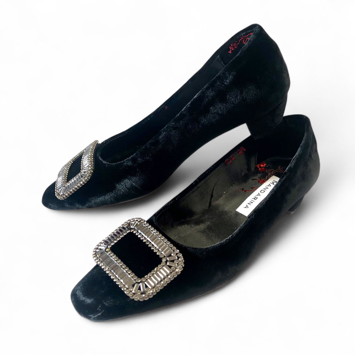 Black Diamant√© Court Shoes