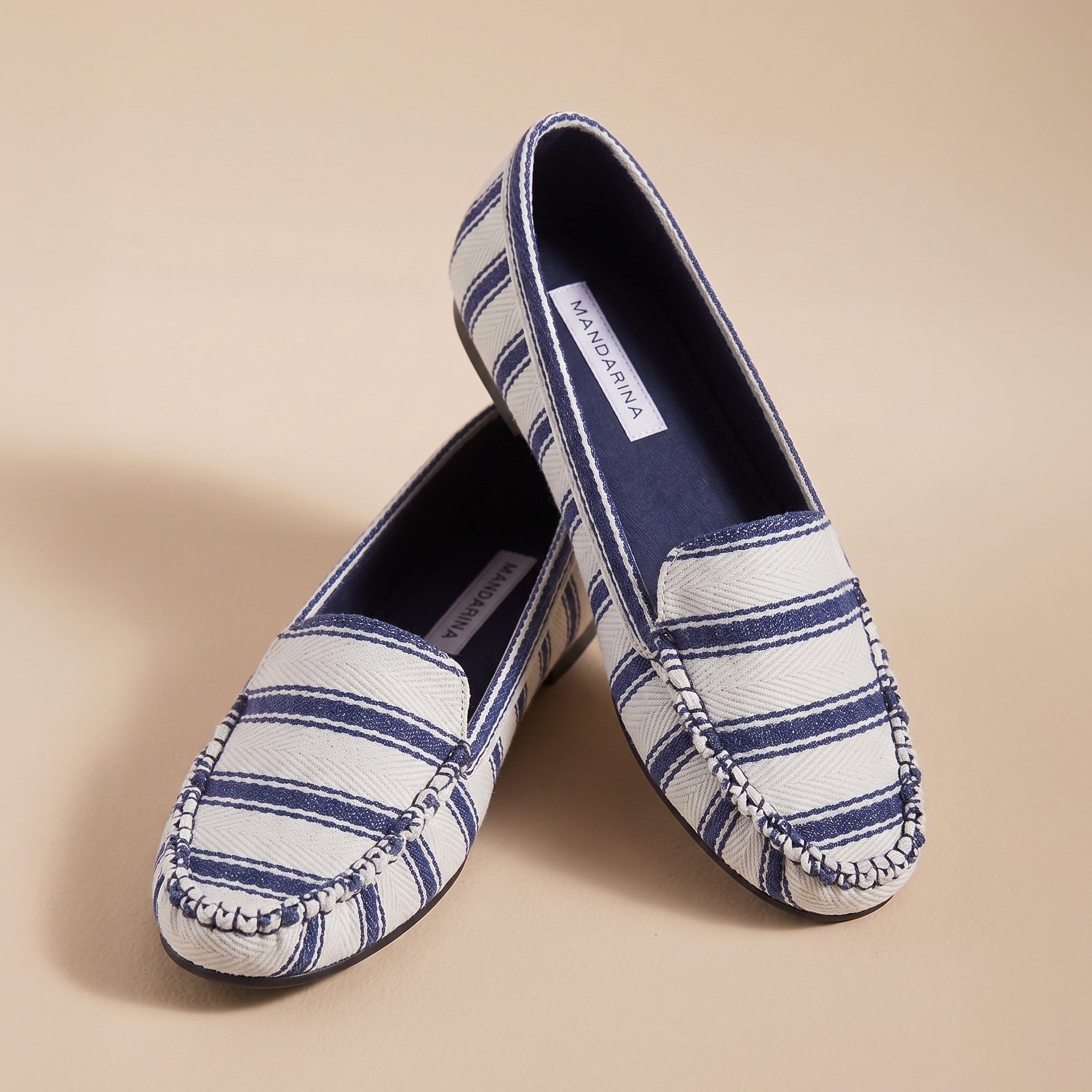 Ticking Stripe Moccasins