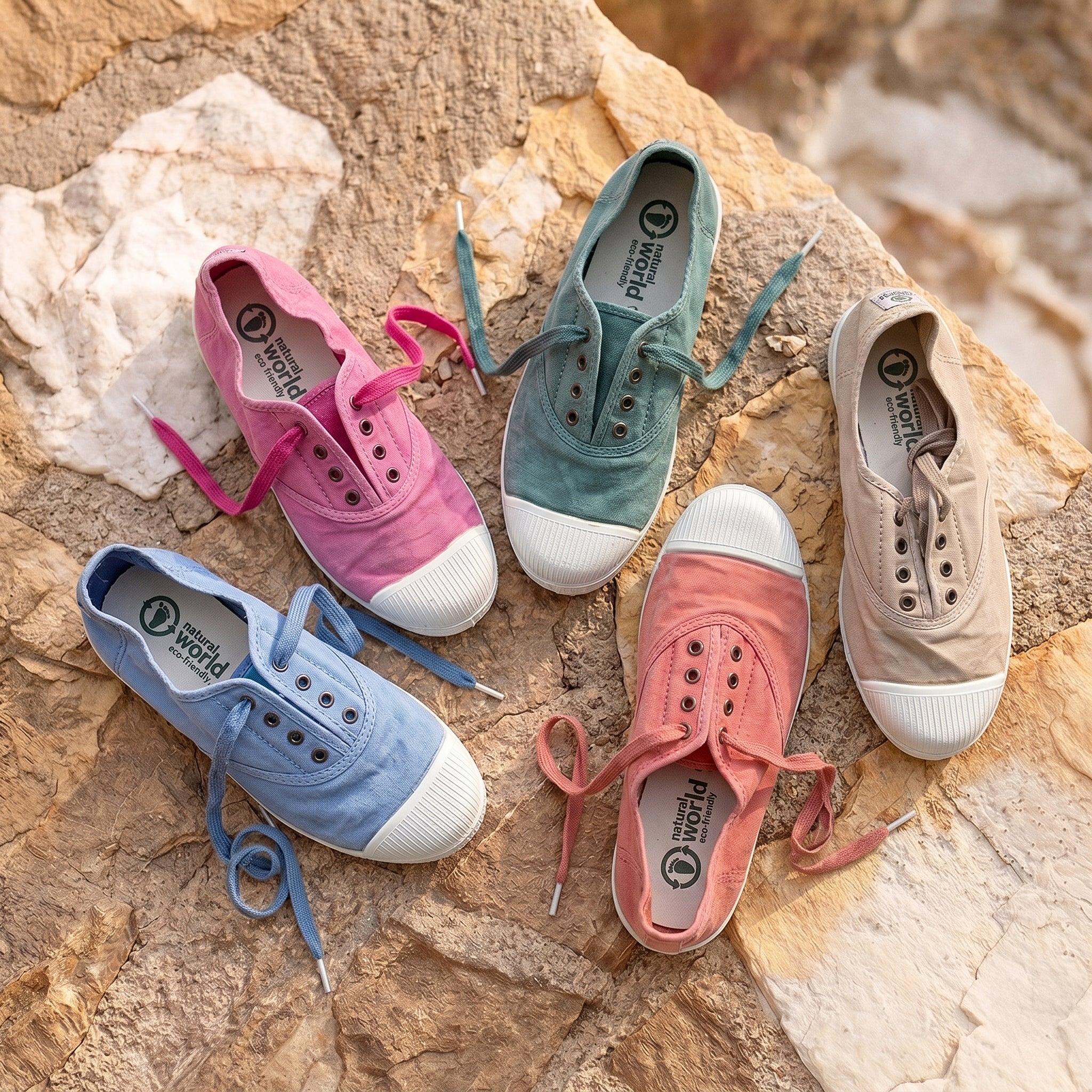 Coral organic cotton canvas slip on plimsolls
