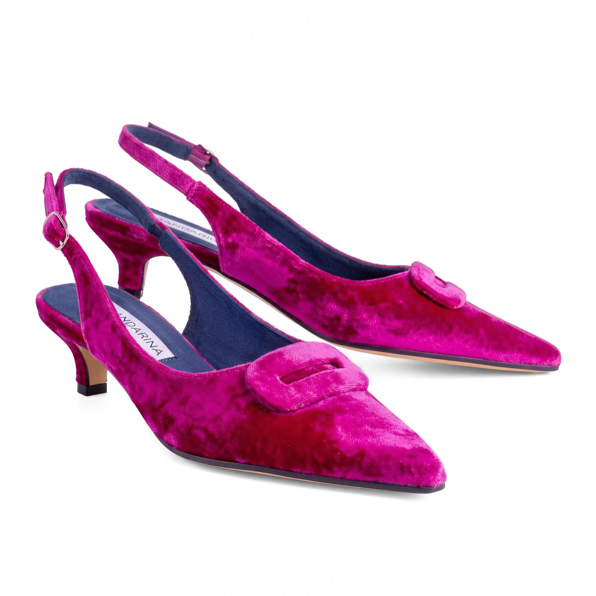 Fuchsia Velvet Kitten Heels