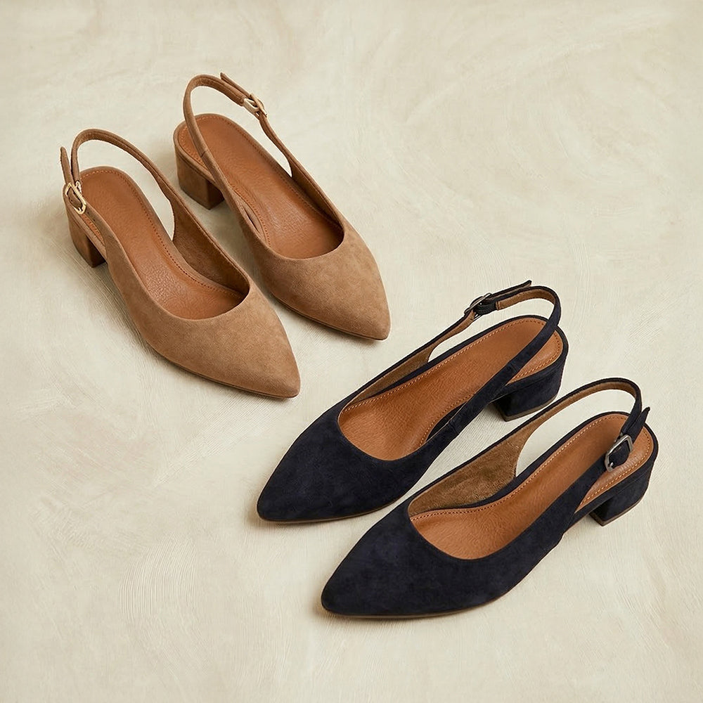 Georgie Slingback Sandals / Navy Blue