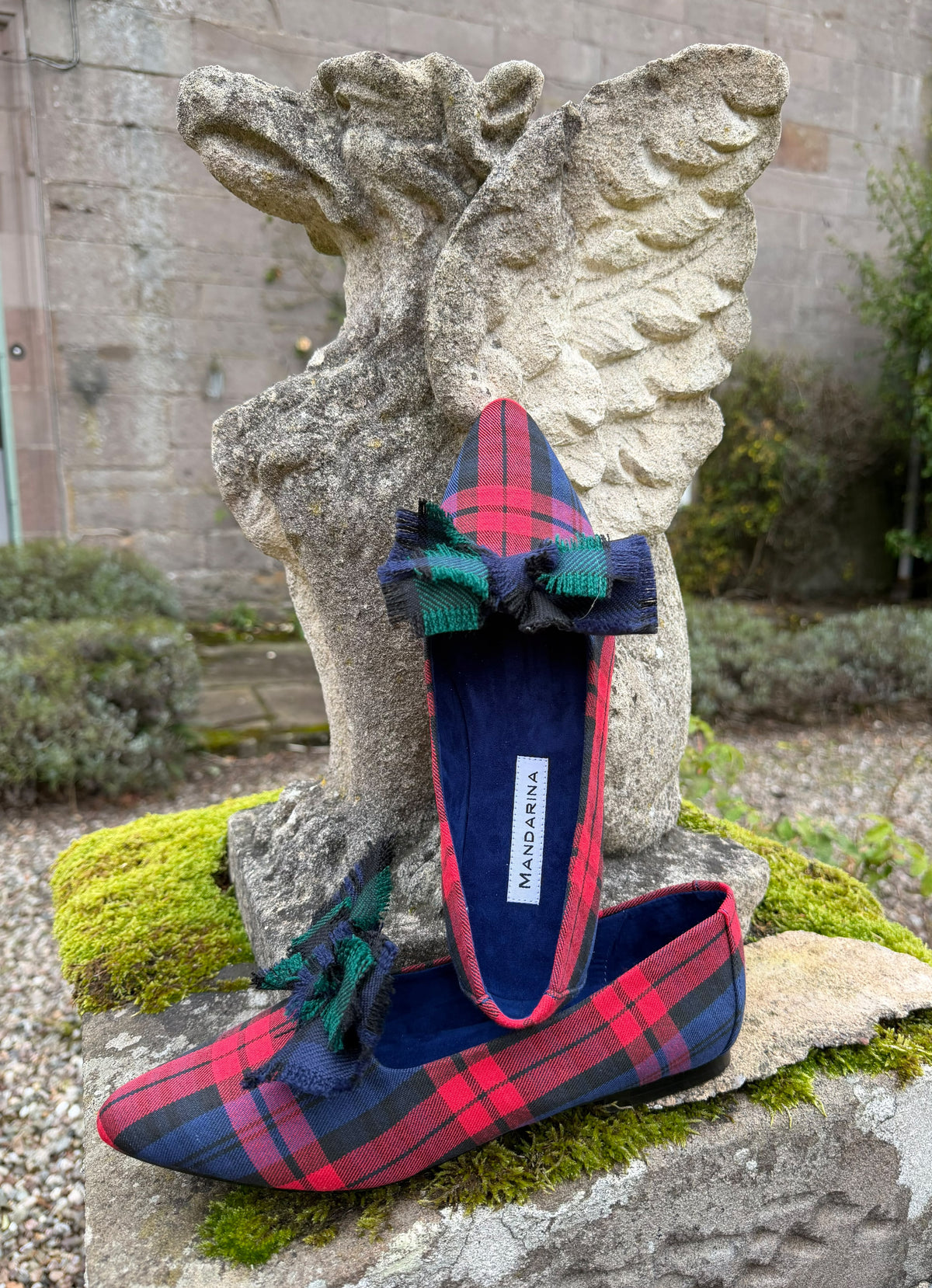 Red & Navy Inverness Tartan Flats