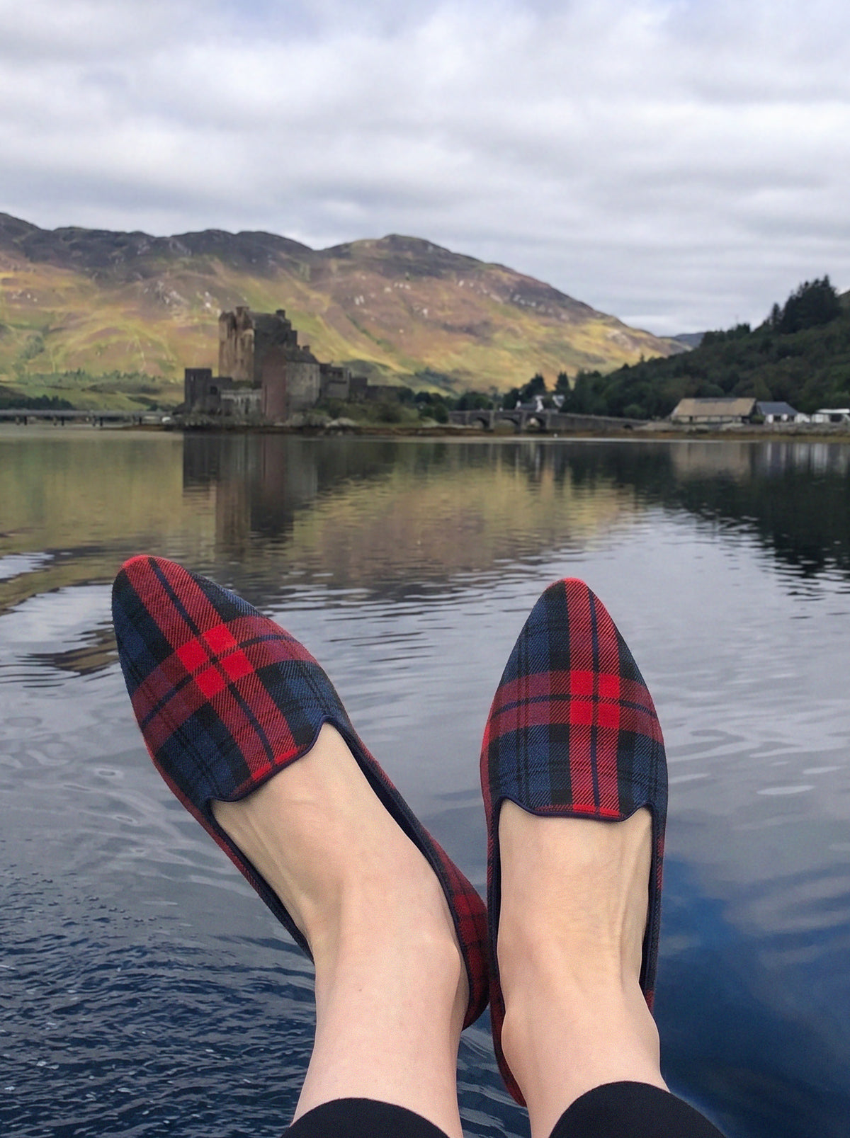 Red & Navy Inverness Tartan Flats