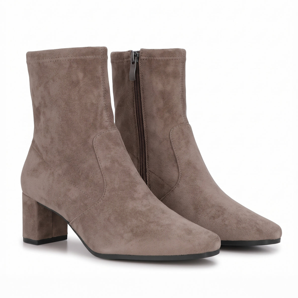 Klara Stretch Suede Ankle Boots / Mushroom