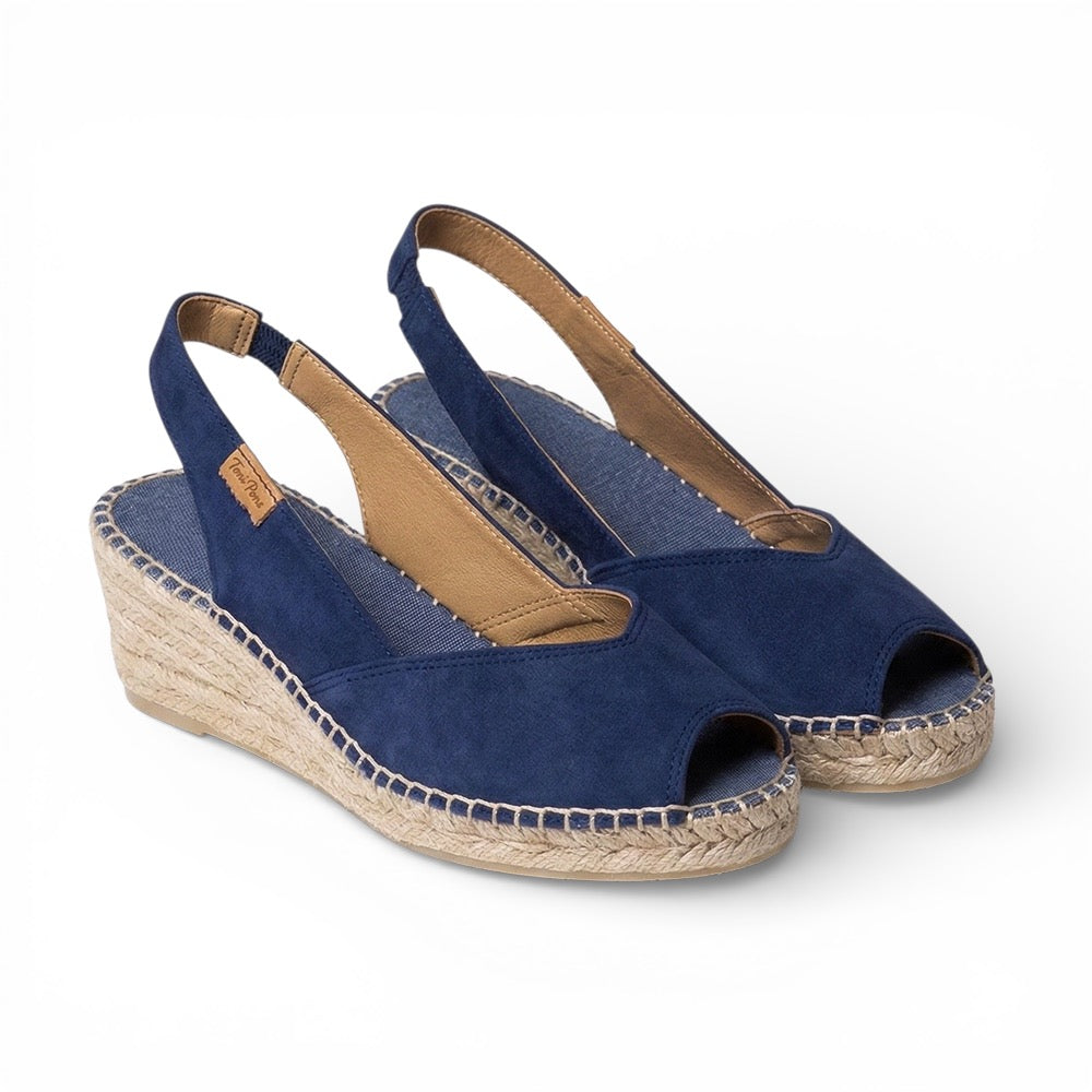 navy blue suede espadrille wedges