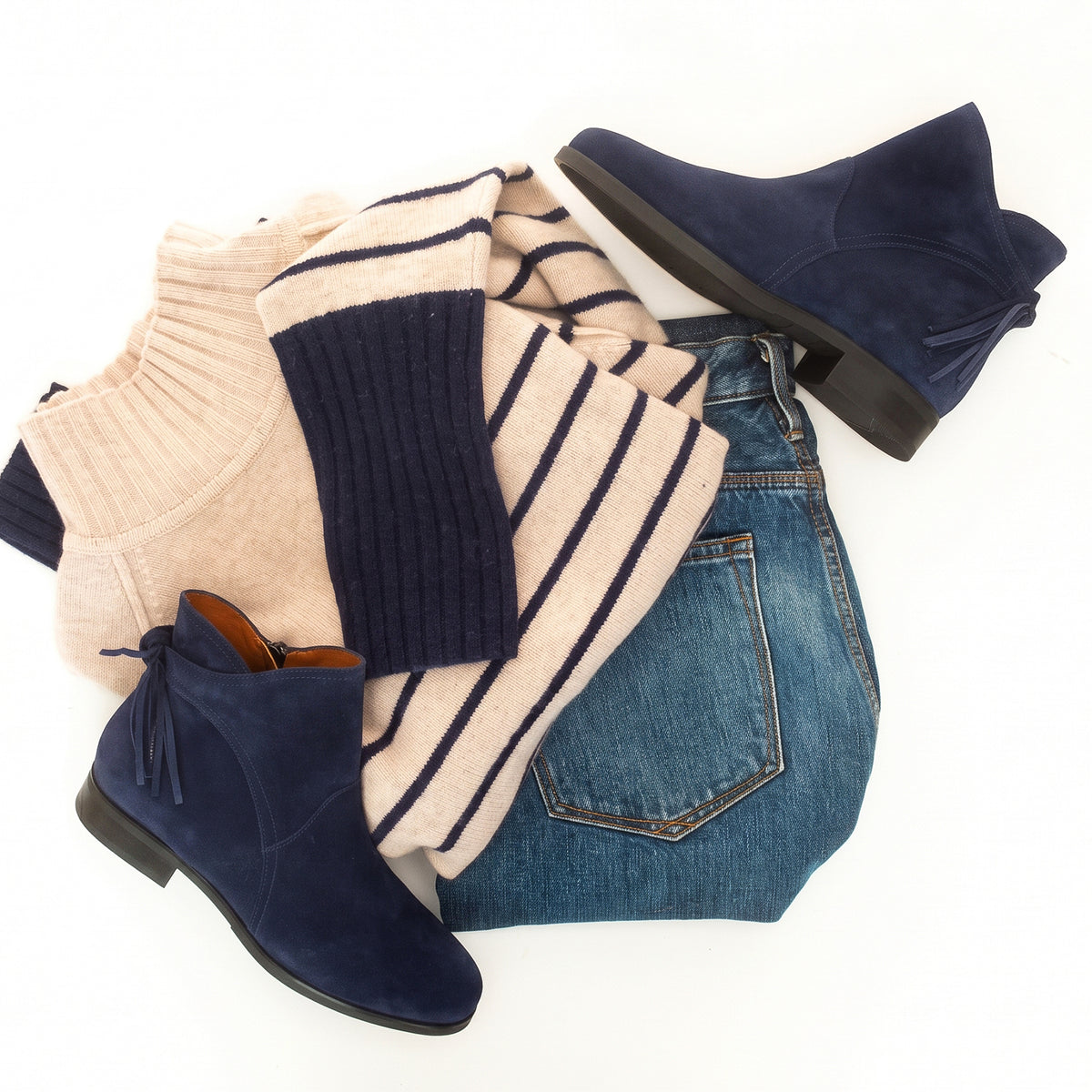 Trinny Tassel Boots / Navy Blue