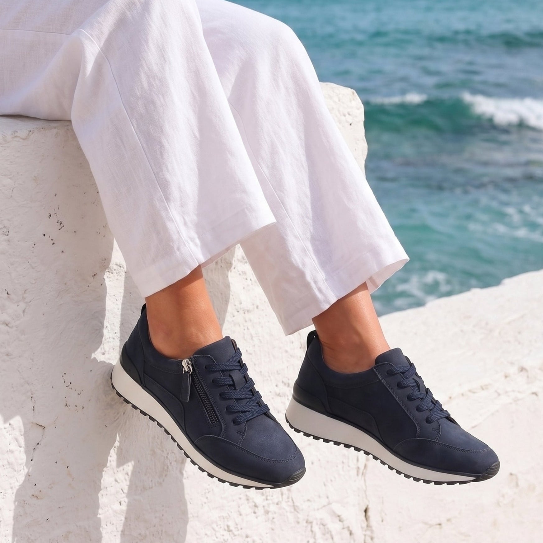 Navy Suede Sneakers