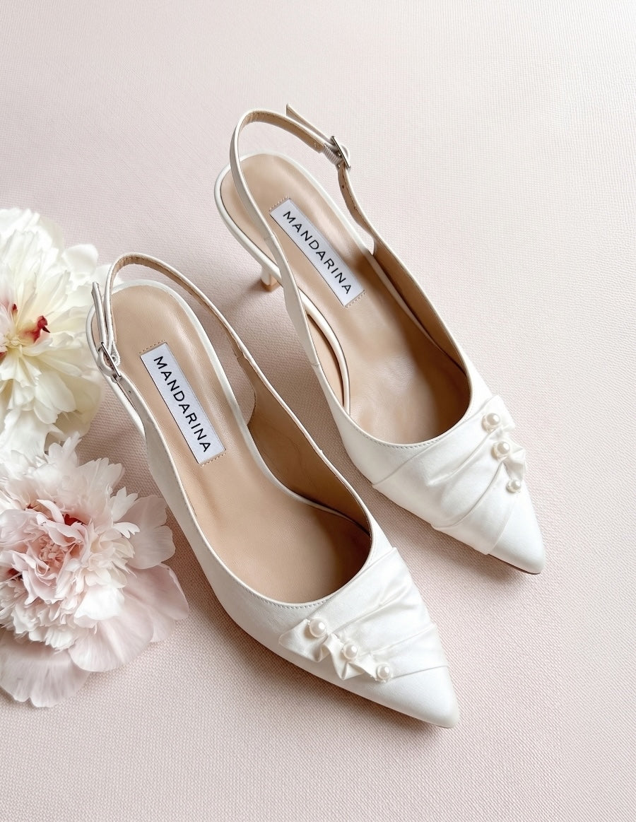 Pearl & Satin Wedding Slingbacks