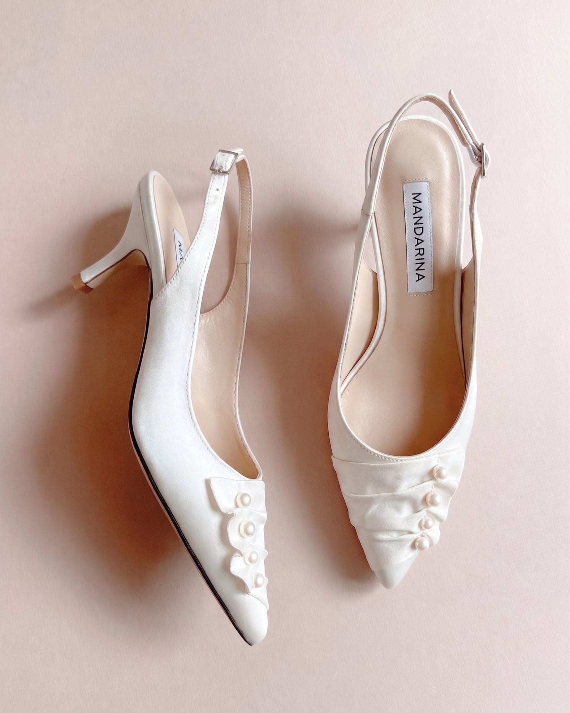 Pearl & Satin Wedding Slingbacks