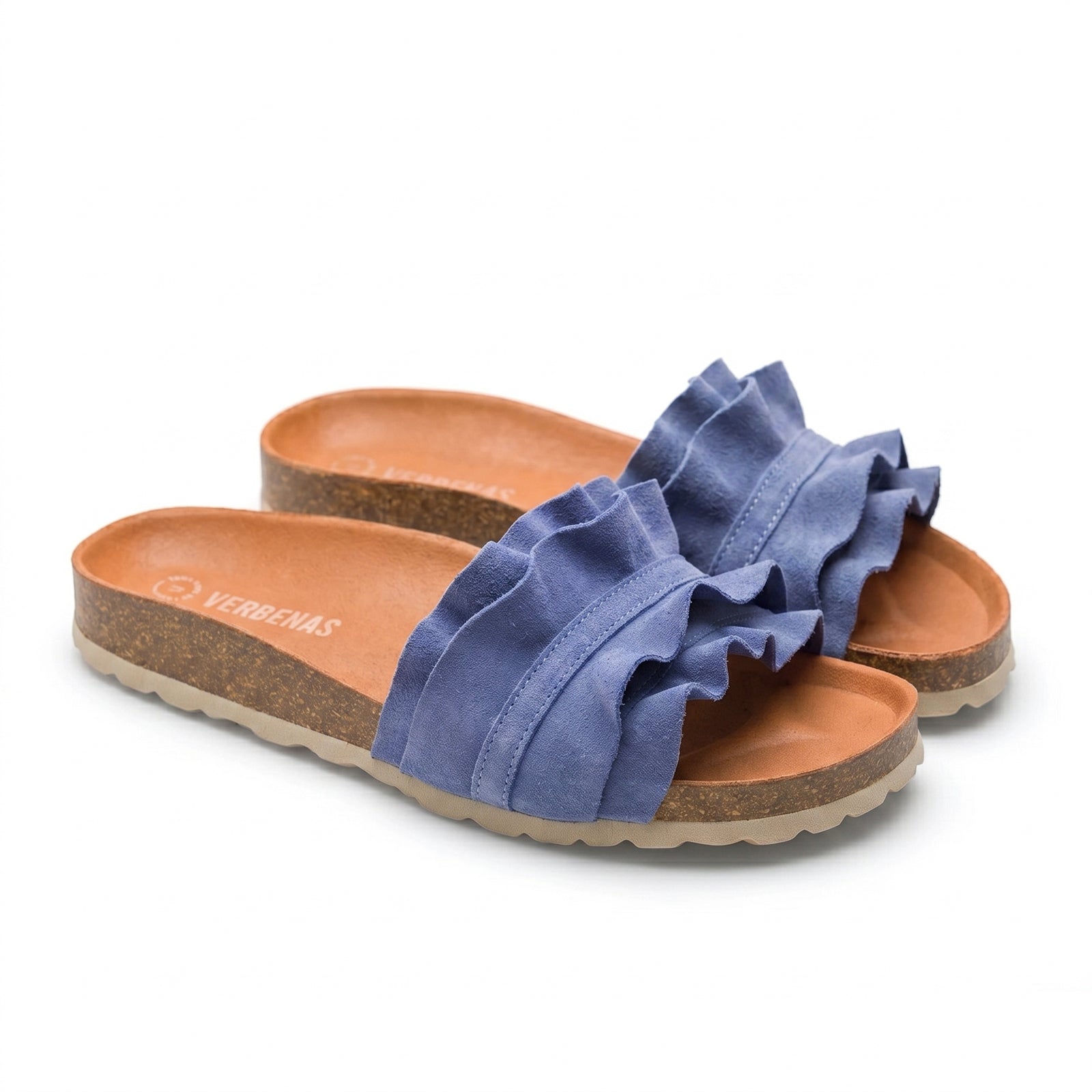 Coastal Breeze Ruffle Slider Sandals / Sea