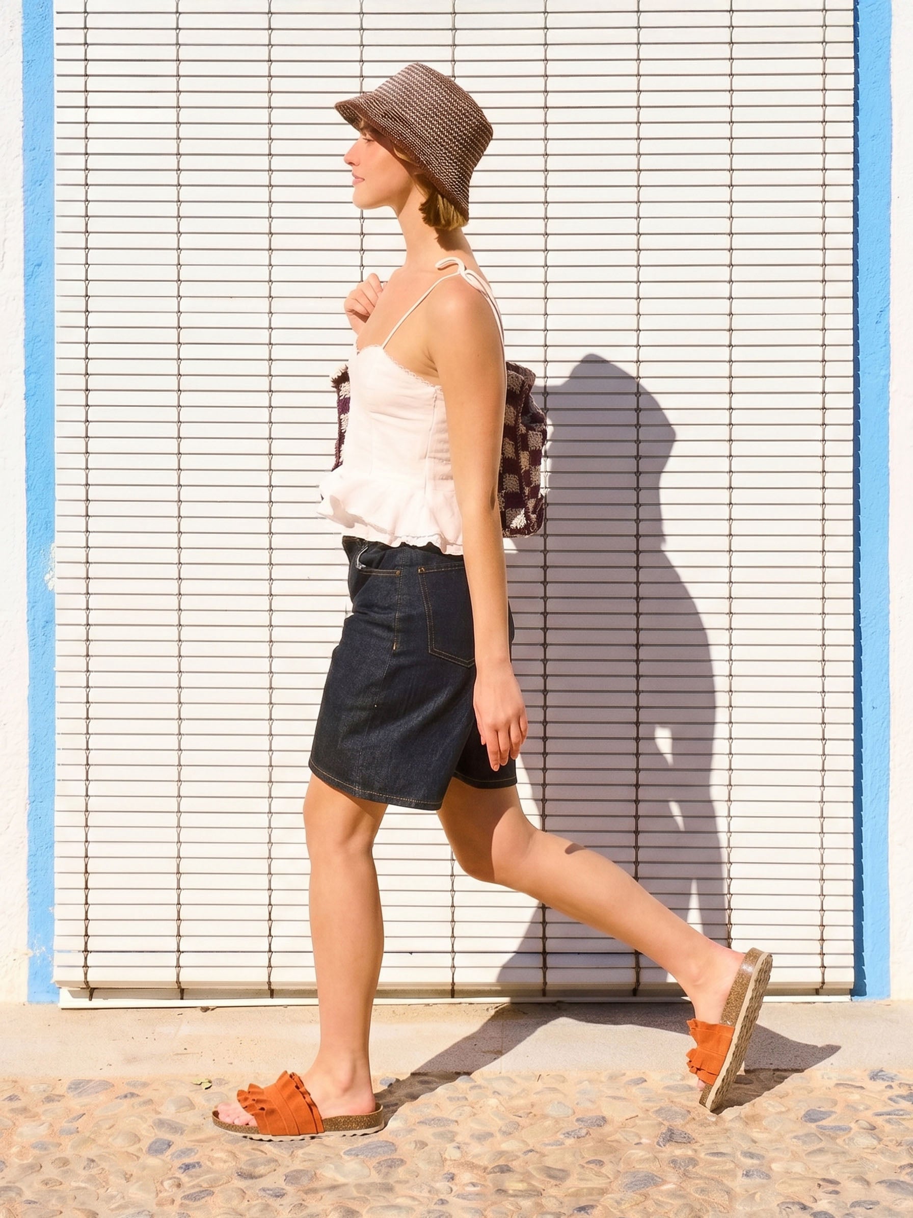 Coastal Breeze Ruffle Slider Sandals / Tiger