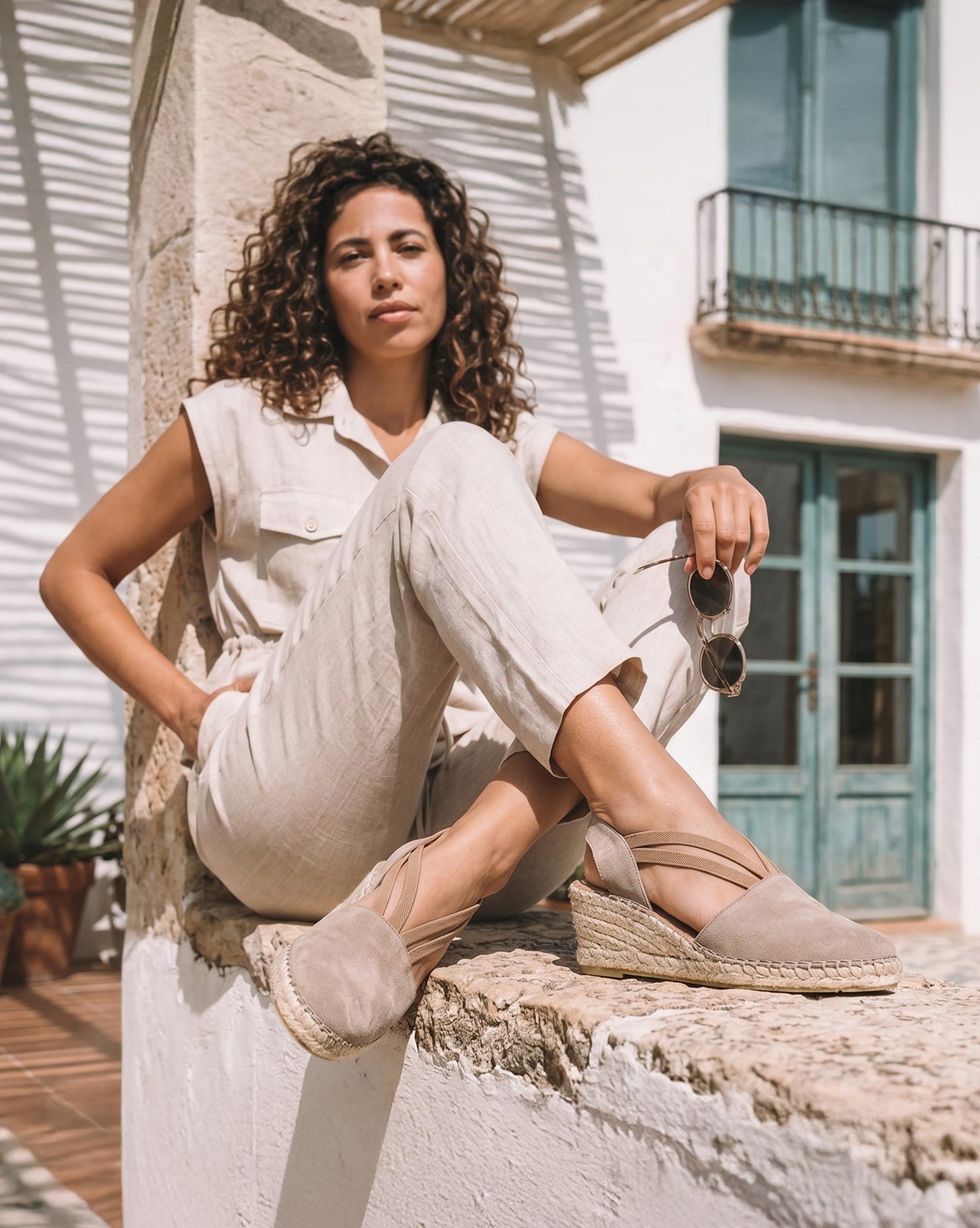 Malaga Wedge Espadrilles / Stone