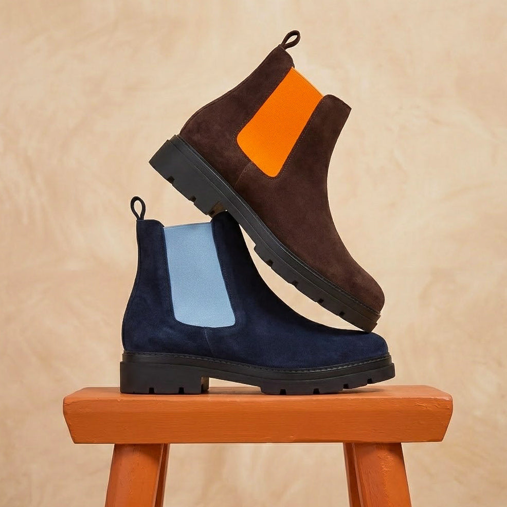 Navy Chelsea Boots with Denim flashes