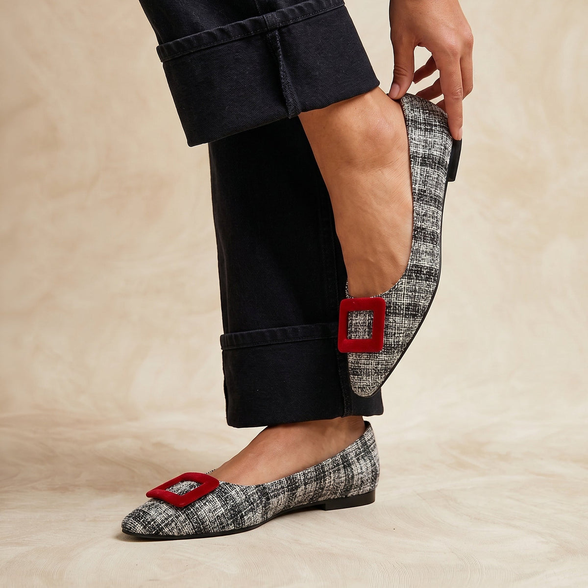 Tweed Buckle Flats