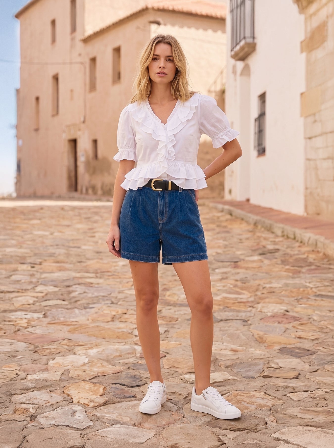 Basic All-White Leather Sneakers
