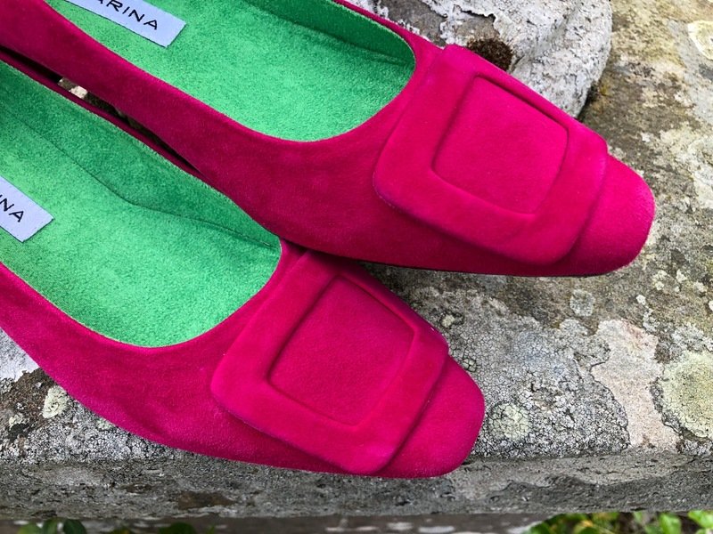 Pink Suede Court Shoes