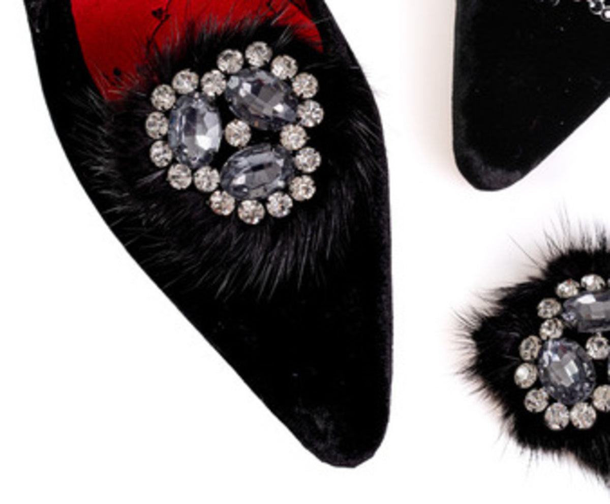 Black Velvet Slingback Shoes