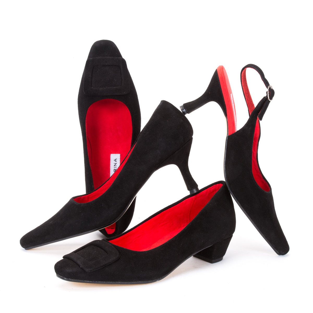 Sabine Black suede courts