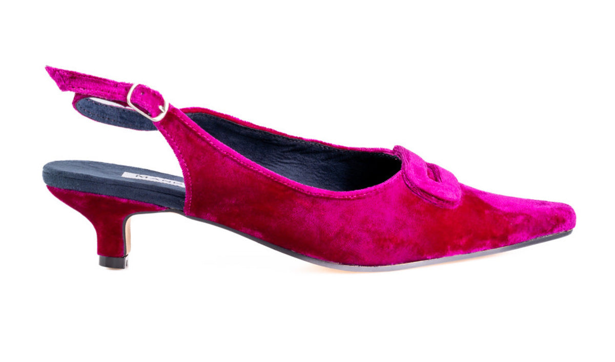 Fuchsia Velvet Kitten Heels