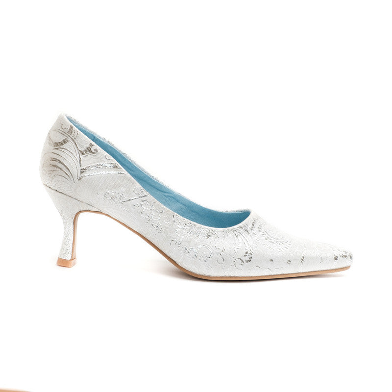 Silver Paisley Court Shoes