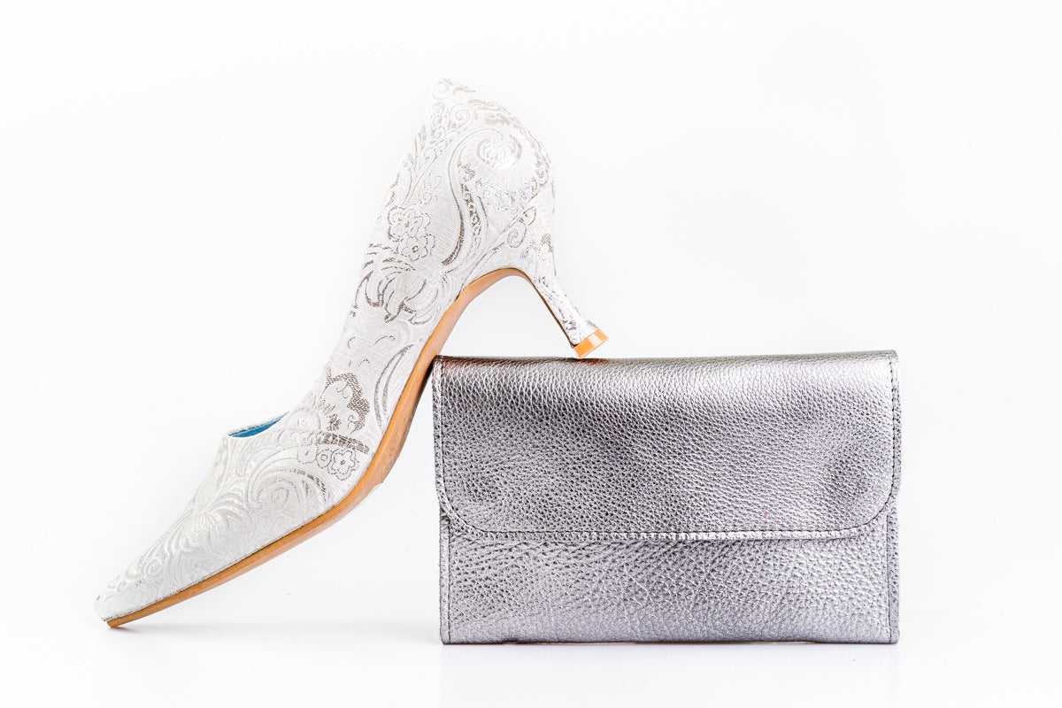 Silver Paisley Court Shoes