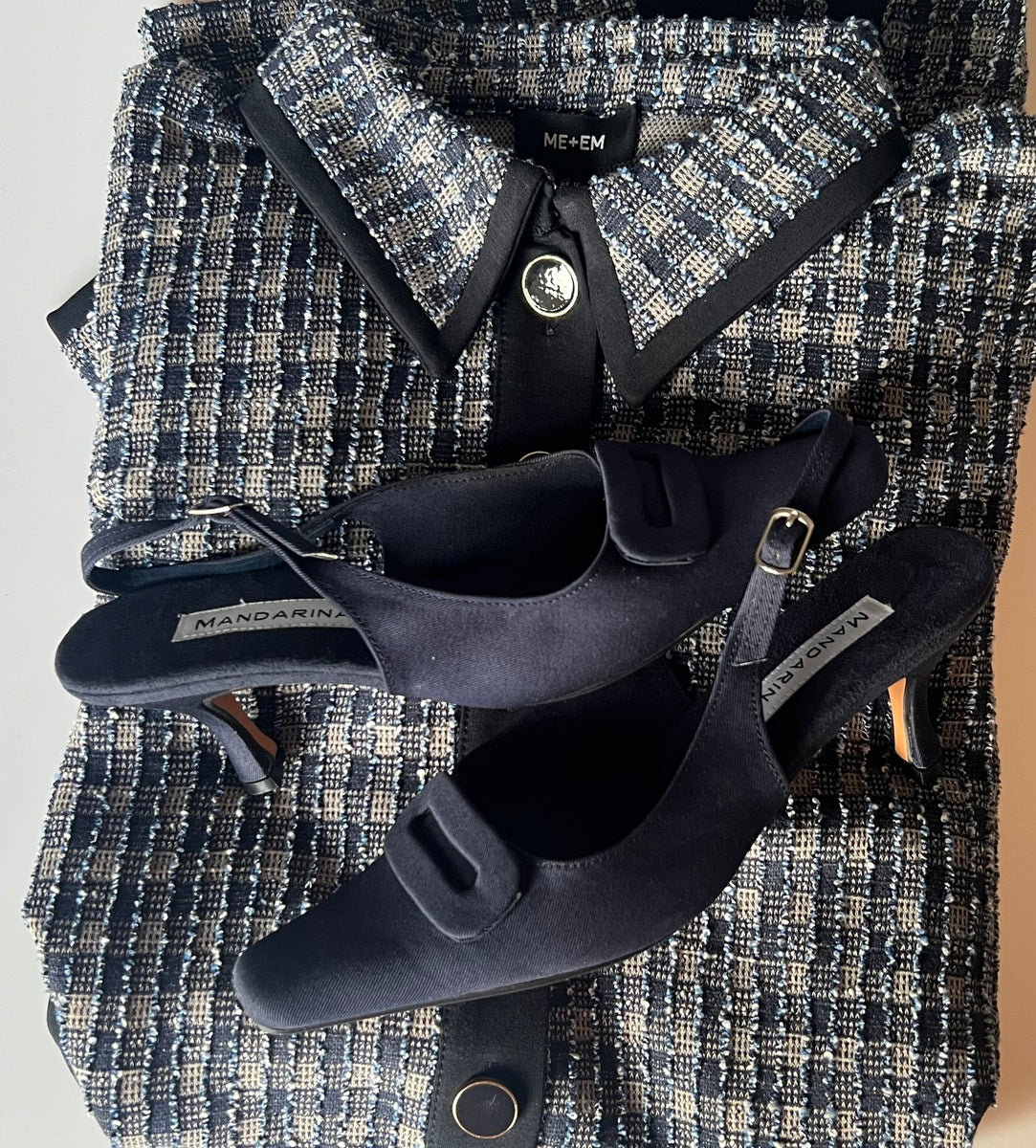 Nicole French Navy Slingbacks