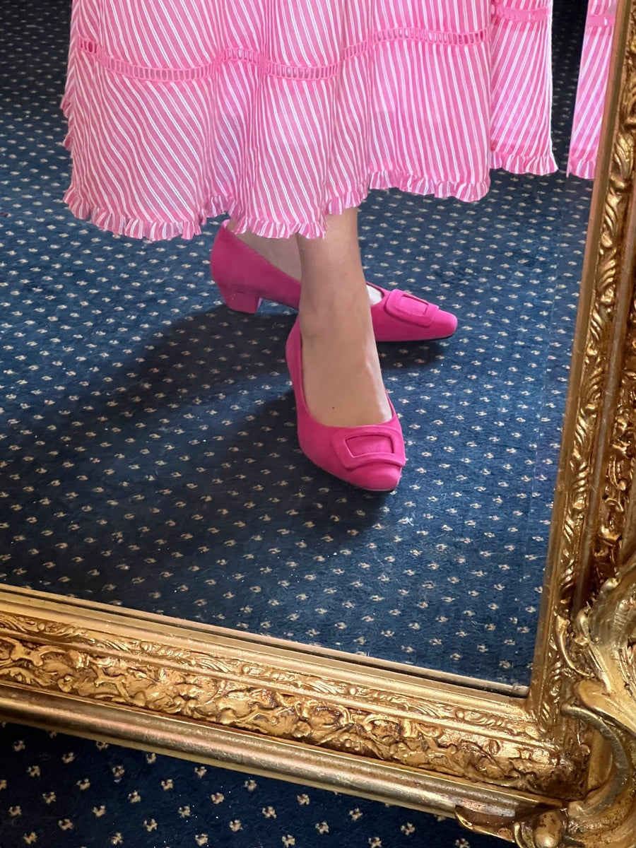 Pink Suede Court Shoes