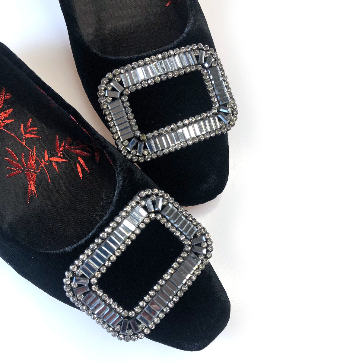 Black Diamant√© Court Shoes