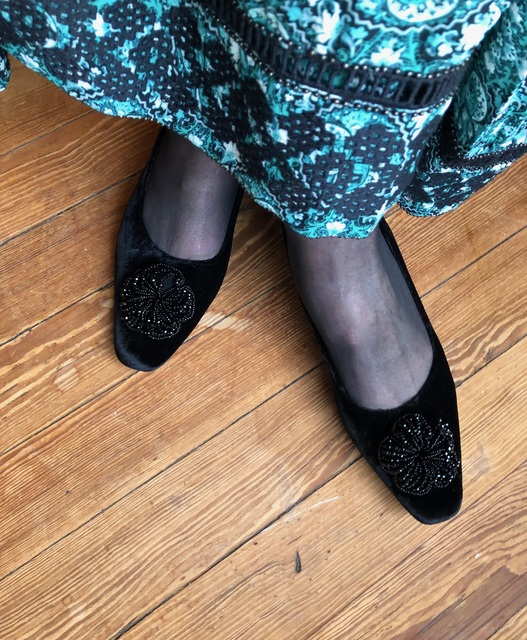 Back Velvet Flat Court Shoes Mandarina Shoes